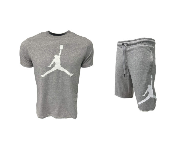 Мъжки спортен къс комплект Nike Jordan Shorts + T-shirt Grey